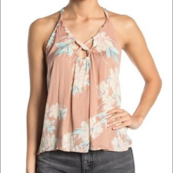Free People Tops - Free people line up printed cami top wide petal beige tank